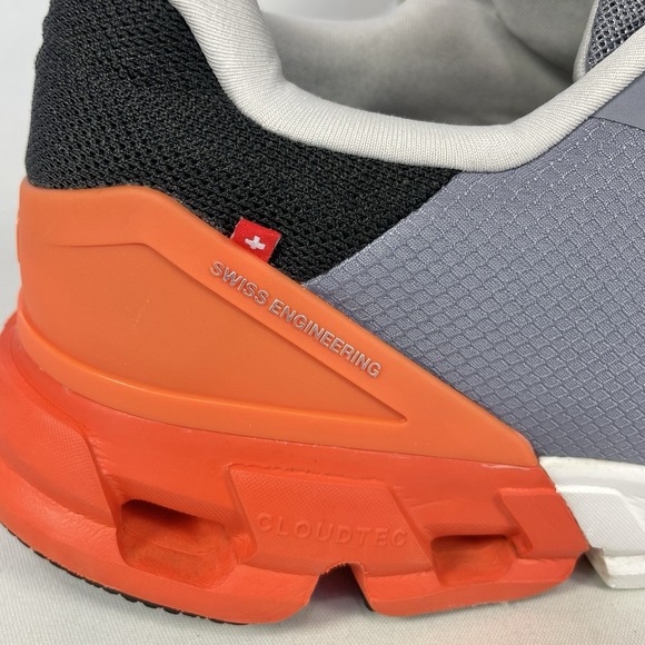 On Cloudflyer 4 Running Shoes Mens 12 Gray Orange Fossil Flame Road - Picture 8 of 11
